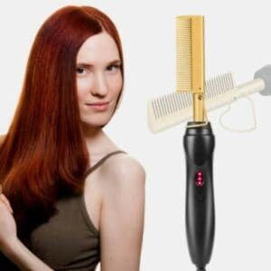 Výhřevná žehlička na vlasy s hřebenem
