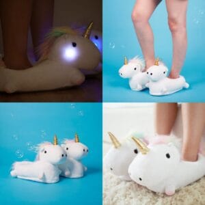 Alternative view of Dětské plyšové bačkůrky s LED jednorožcem