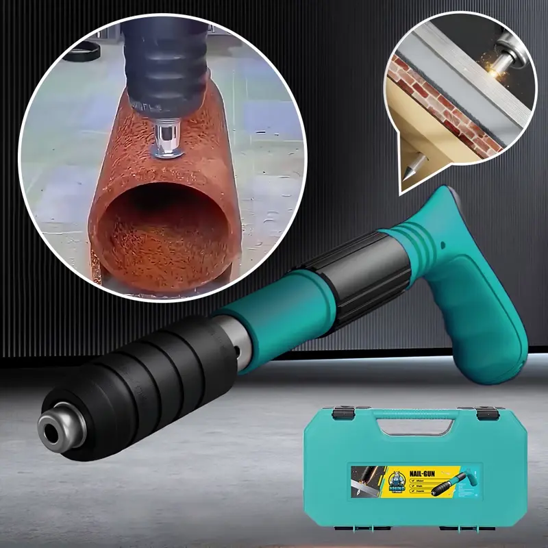 RHINOFIX Rivetslammer PRO – Pružinový nástroj pro zatloukání hřebíků do betonu a oceli + ZDARMA box a 50 hřebíků
