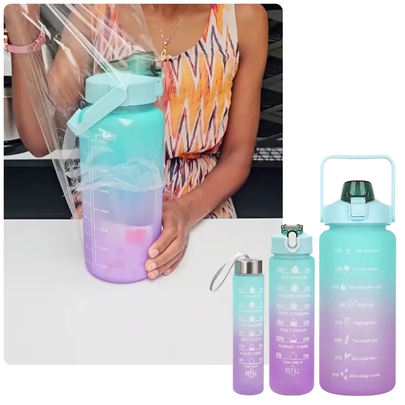 Motivační láhev na vodu AquaTrio™ 3 v 1