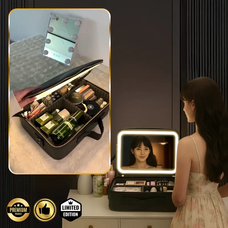 GlowBag™ - Přenosná kosmetická taštička se zrcátkem s osvětlením