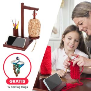 Domaro™ - Dřevěný držák na klubíčko s multifunkčním stojanem + ZDARMA háčkovací prstenec