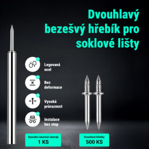 Alternative view of Naox™ - Sada 500 dvojitých hřebíků pro soklové lišty s nástroji